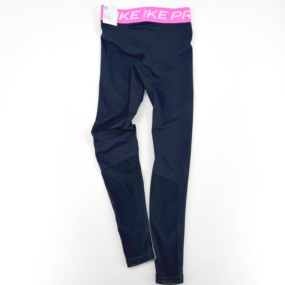 Nike Pro 365 Dri-FIT Leggings Women XS Black Pink Logo Tights NWT - Picture 2 of 14